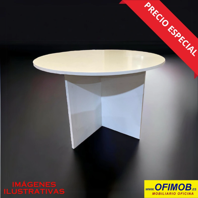 La Mesa Redonda de Oficina OFIMOB combina estilo y funcionalidad con su diseño moderno y acabado blanco pulido. Perfecta para cualquier espacio de trabajo. ¡En oferta ahora!