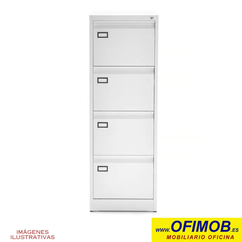Archivador metálico oficina blanco 4 cajones