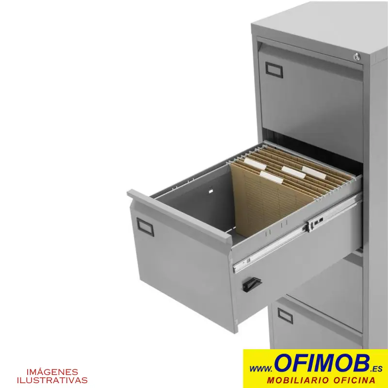 Archivador metálico oficina blanco 4 cajones